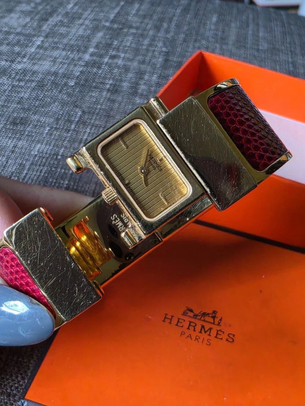 Authentic Hermes Loquet Bangle Bracelet Watch